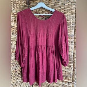 Altard State M maroon 3/4 sleeve top